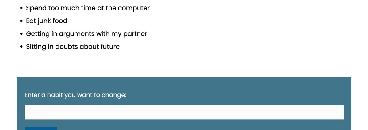 Habit Change Interactive Tool