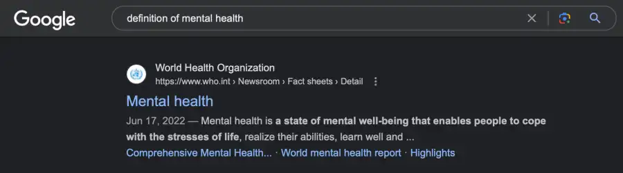 Mental Health Definition WHO 2023