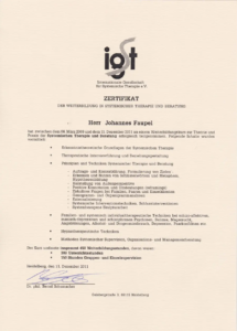 Johannes Faupel Certificate IGST