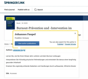 Springerlink Johannes Faupel Burnout-Prevention and -Intervention